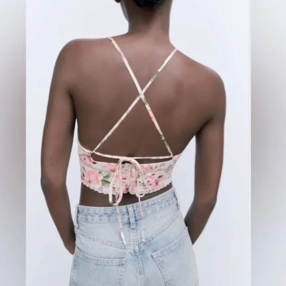 Zara Floral Crop with Tie Back - Picture 5 of 5